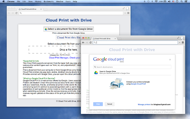 Screenshot of Cloud Print with Drive