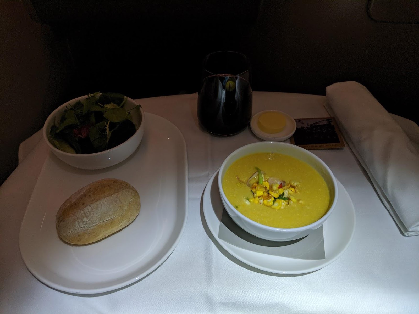 Qantas Business Class Corn Soup