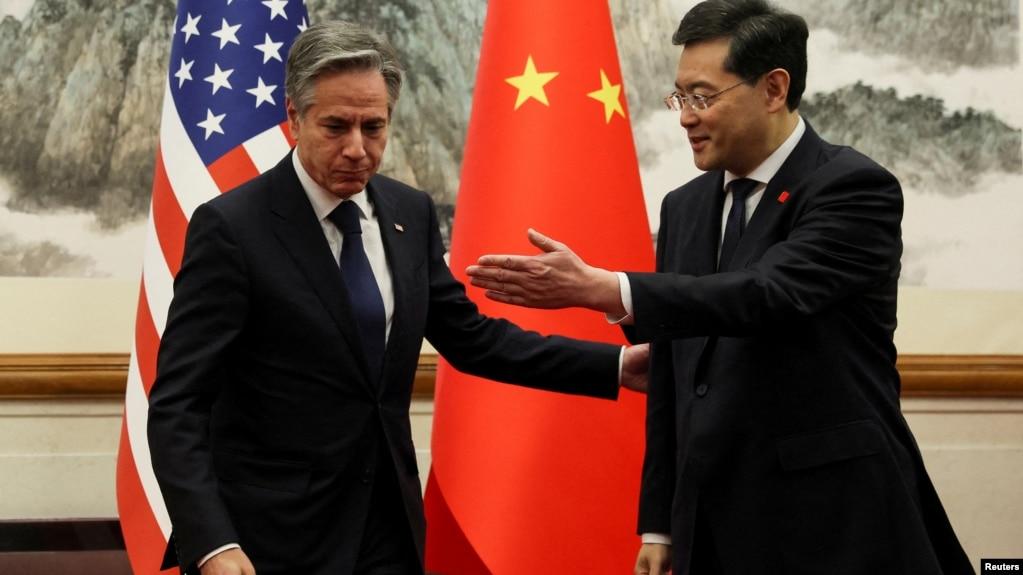 Ngoại trưởng Trung Quốc Tần Cương trong lần tiếp người tương nhiệm Mỹ Anthony Blinken hồi tháng 6