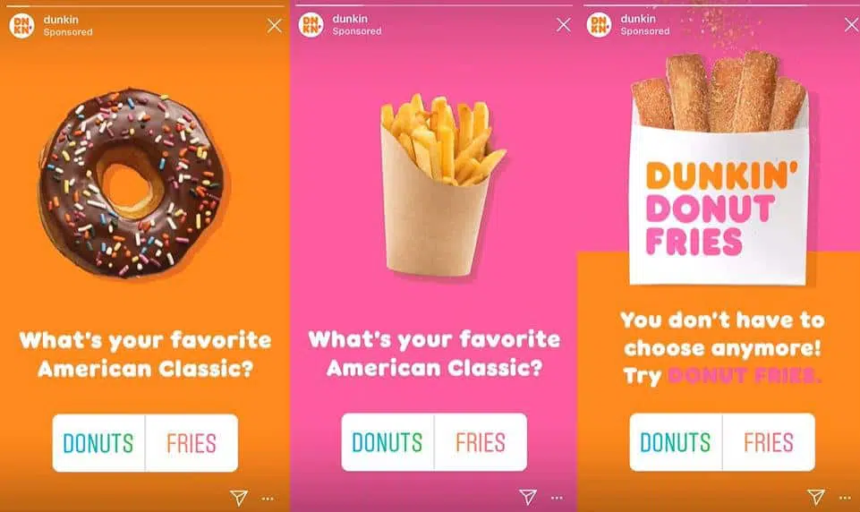 Pesquisa feita pela Dunkin Donuts no Instagram para avaliar interesses dos clientes