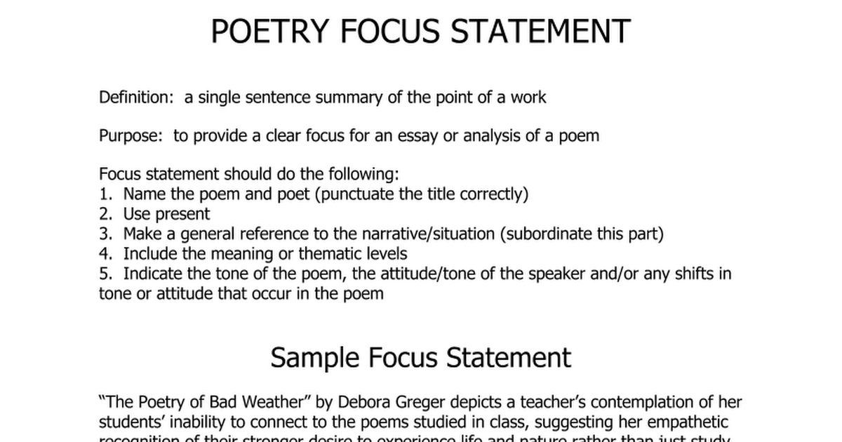 essay focus statement