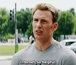 A GIF of Captain America saying, "Internet, so helpful."