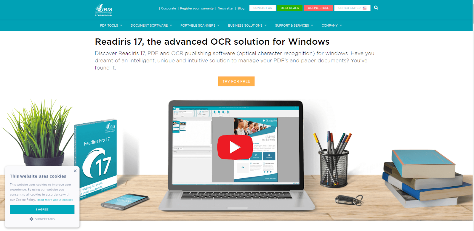 Readiris landing page 