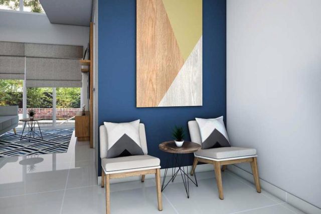 Cảm ứng của nhiều màu xanh trong thiết kế nội thất mang ấn tượng mát mẻ và thanh lịch