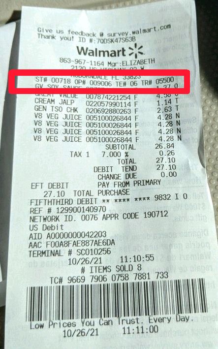 Walmart Receipt Codes 2