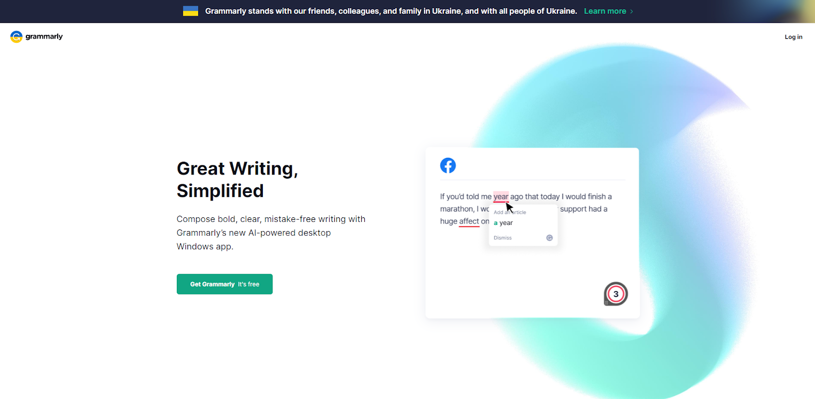 Grammarly landing page 