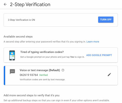 two-factor authentication in gmail