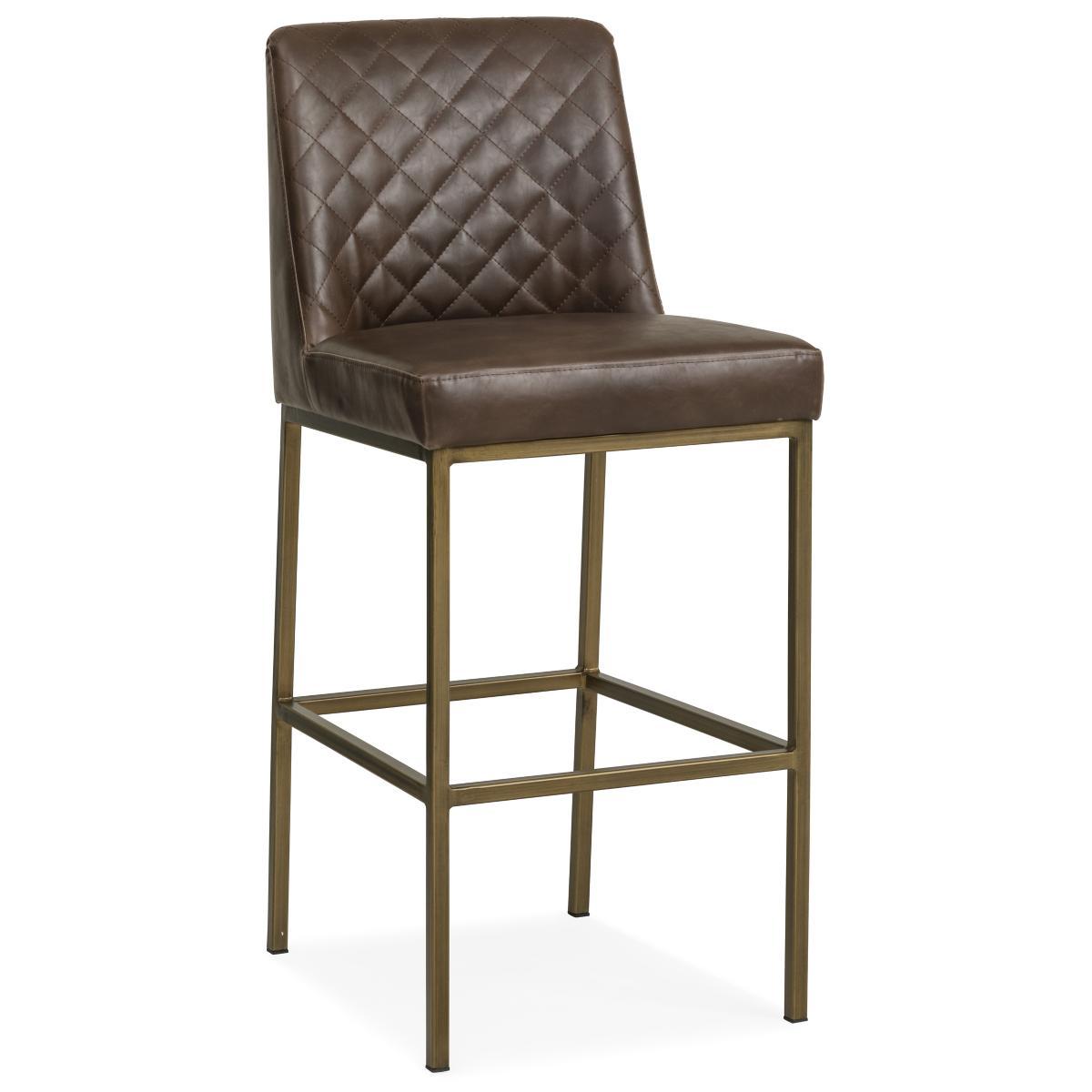 Modern Leather Barstool with Gold Legs