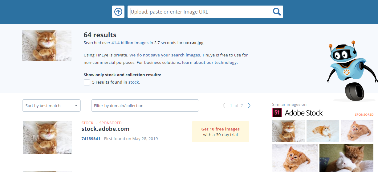 Результат поиска сервиса TinEye