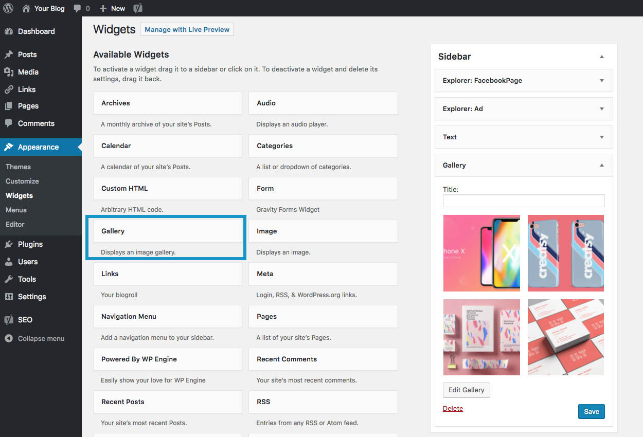 Widget da Galeria do WordPress 4.9