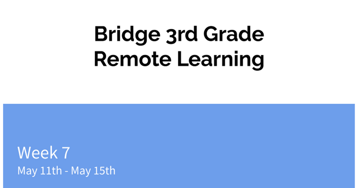 3rd Grade Remote Learning Slide 5/11