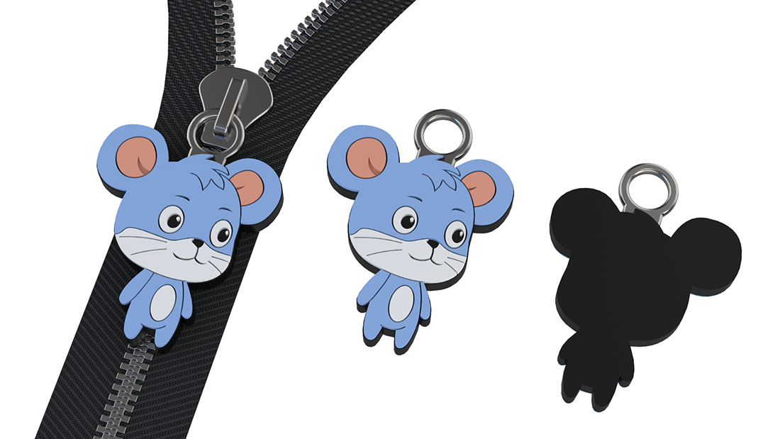 mouse shape Creative unique zipper pulls by PVC Gifts Supplier