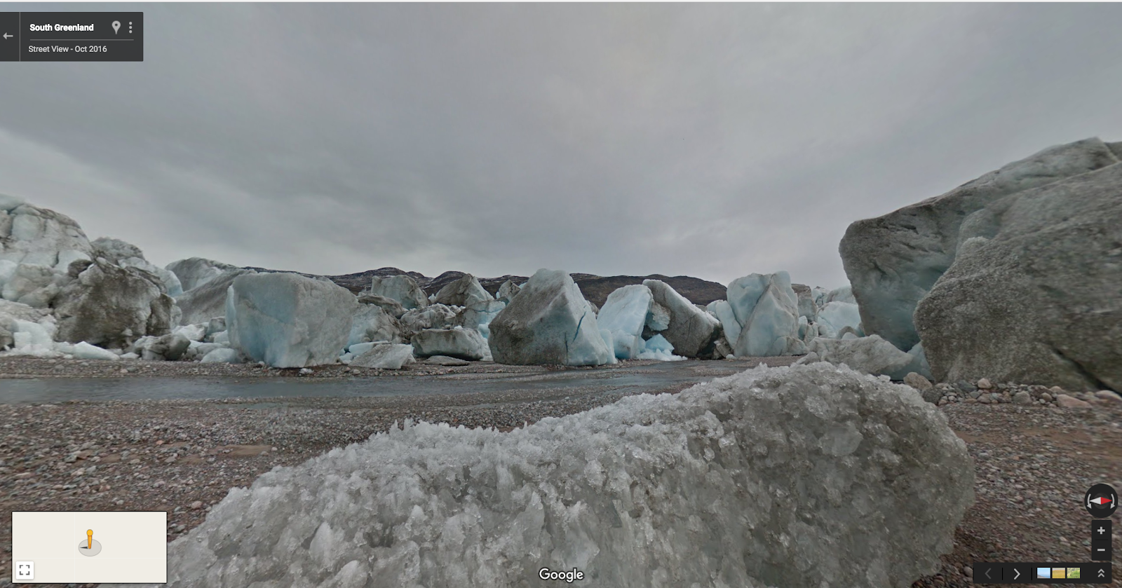 Immagine del fiordo Qooroq su Street View.