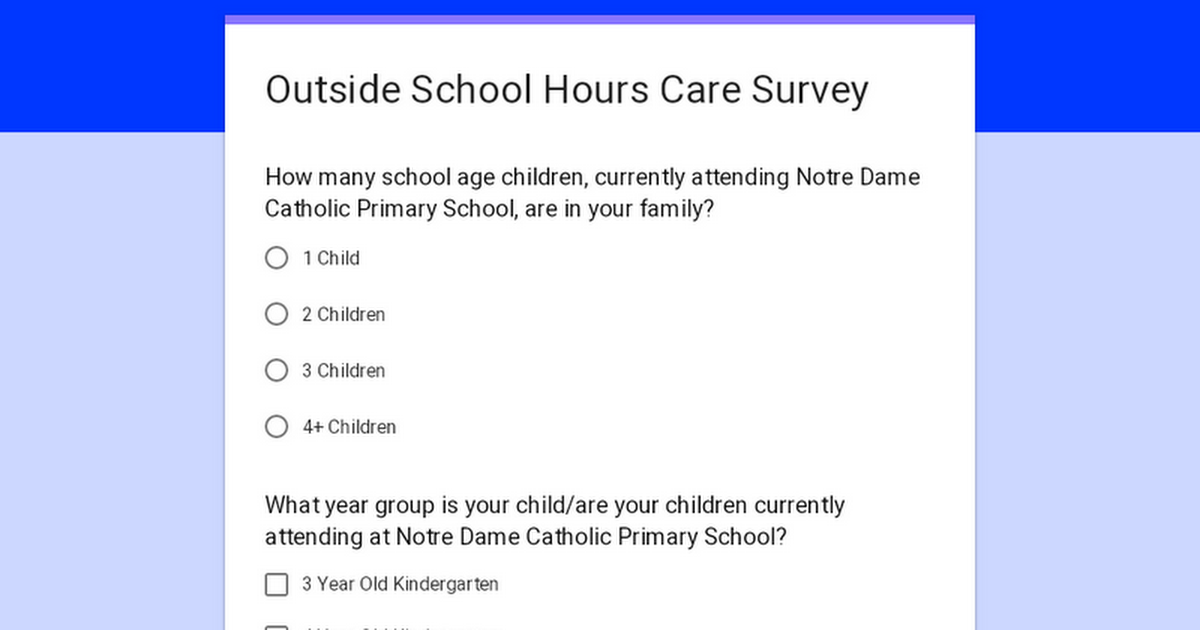 Outside School Hours Care Survey