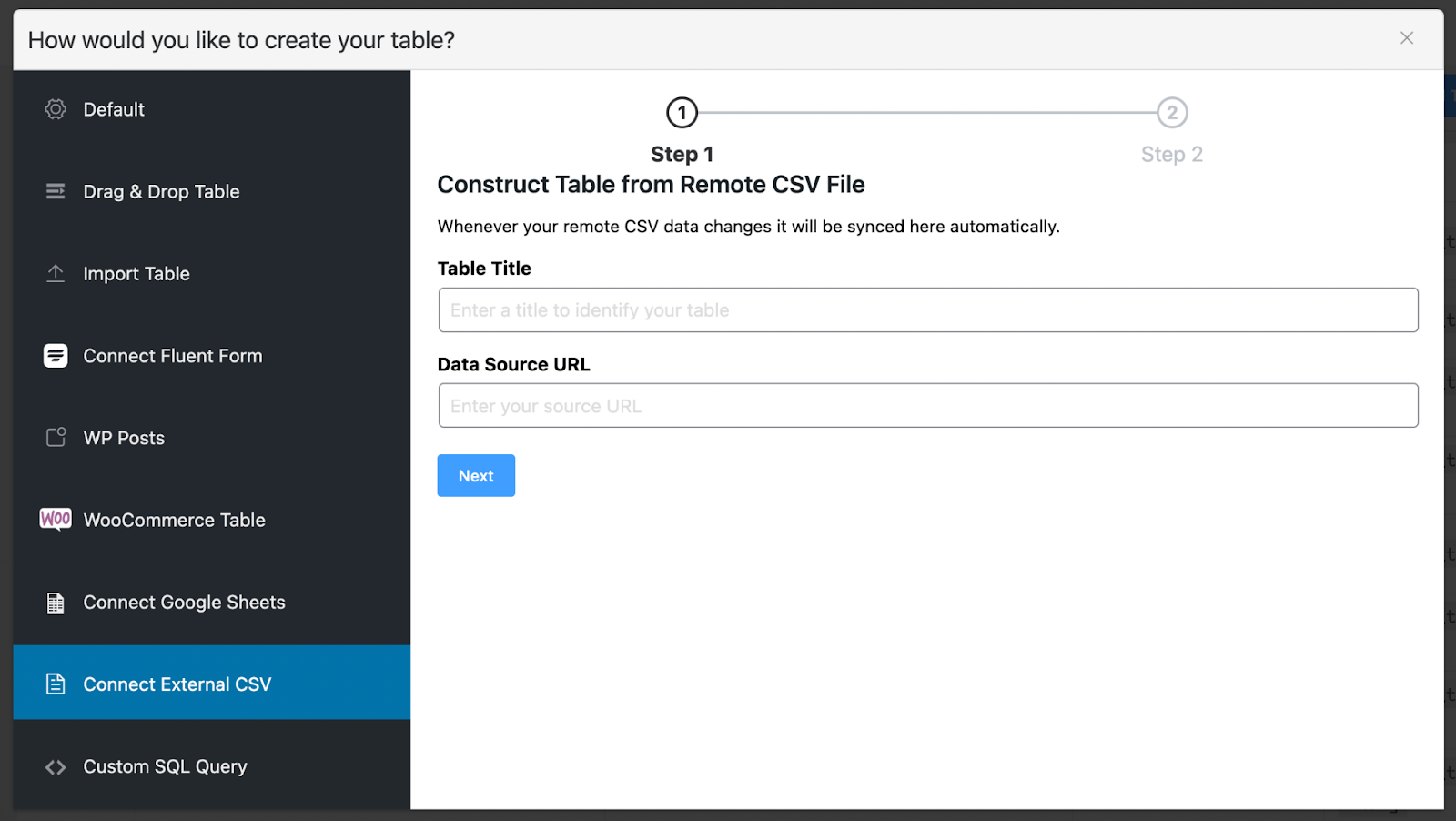 import data in WordPress