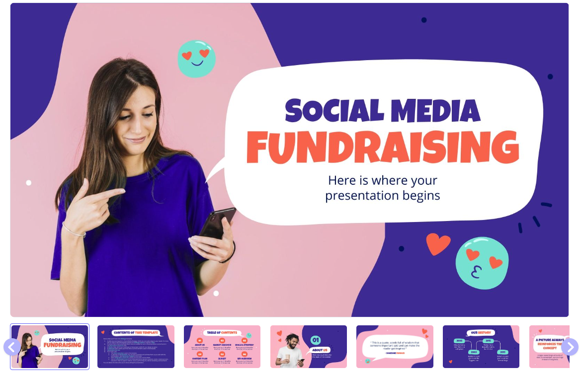 Social Media Fundraising Presentation Template by Slidesgo