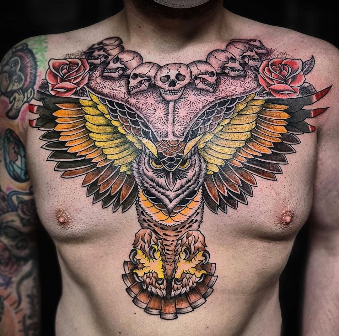 angry owl tattoo