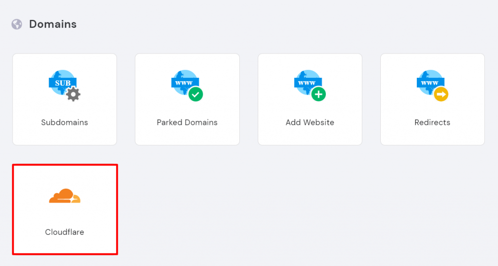 Locating Cloudflare on Hostinger's hPanel.