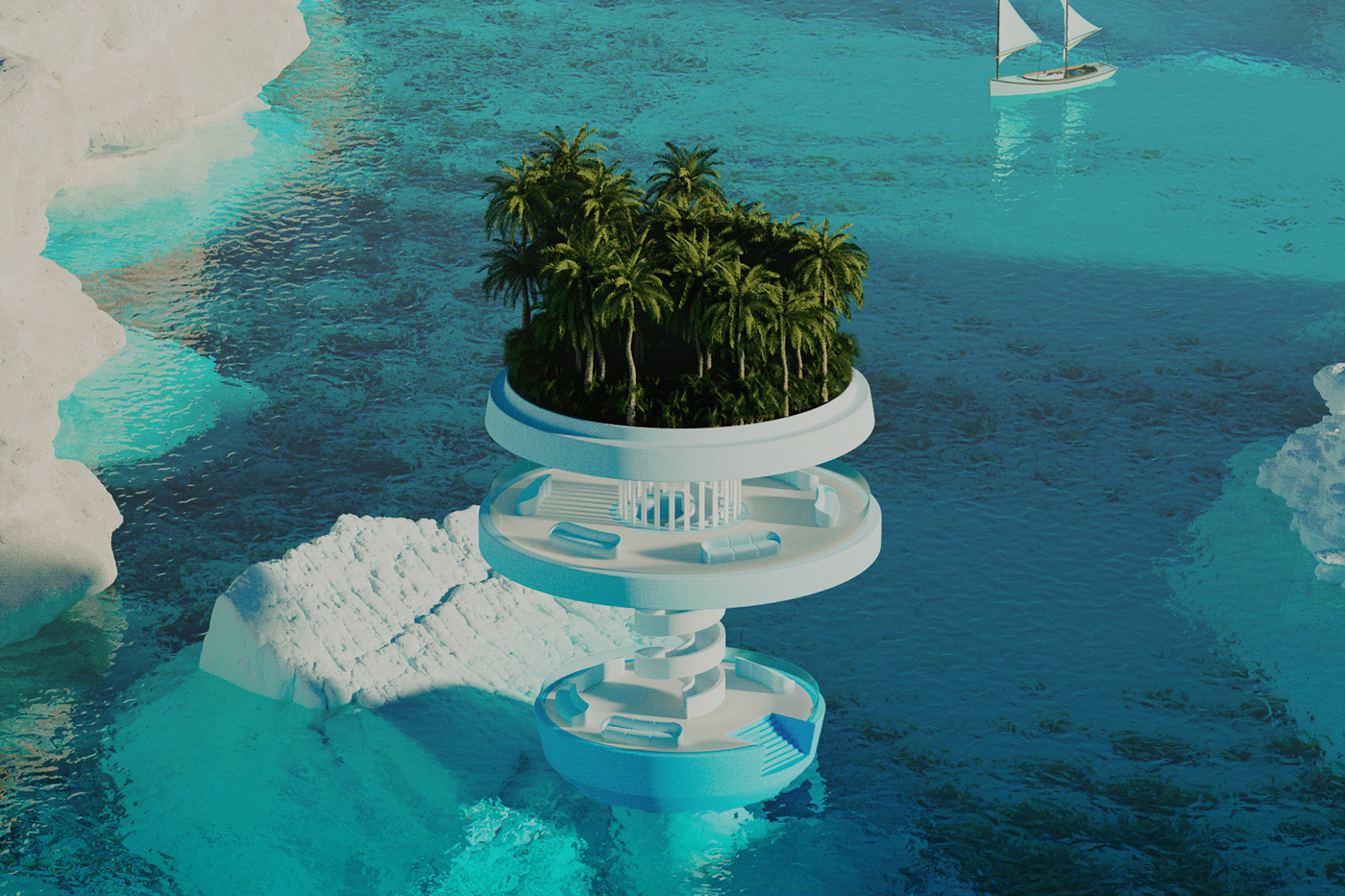 3D architecture artwork Digital Art  forest garabatfire ILLUSTRATION 