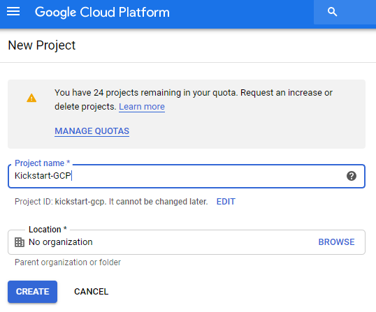 gcp new project