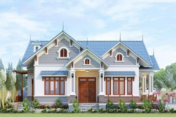 Mẫu nhà 1 tầng 4 phòng ngủ mái thái