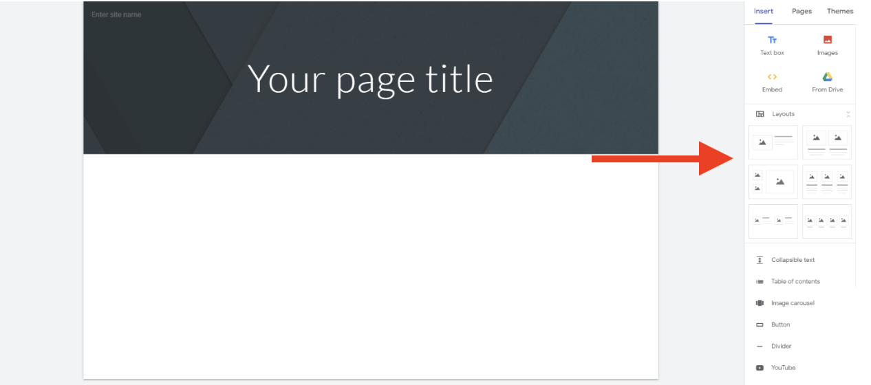 How to Make a Website for Free on Google choosing your site layout
