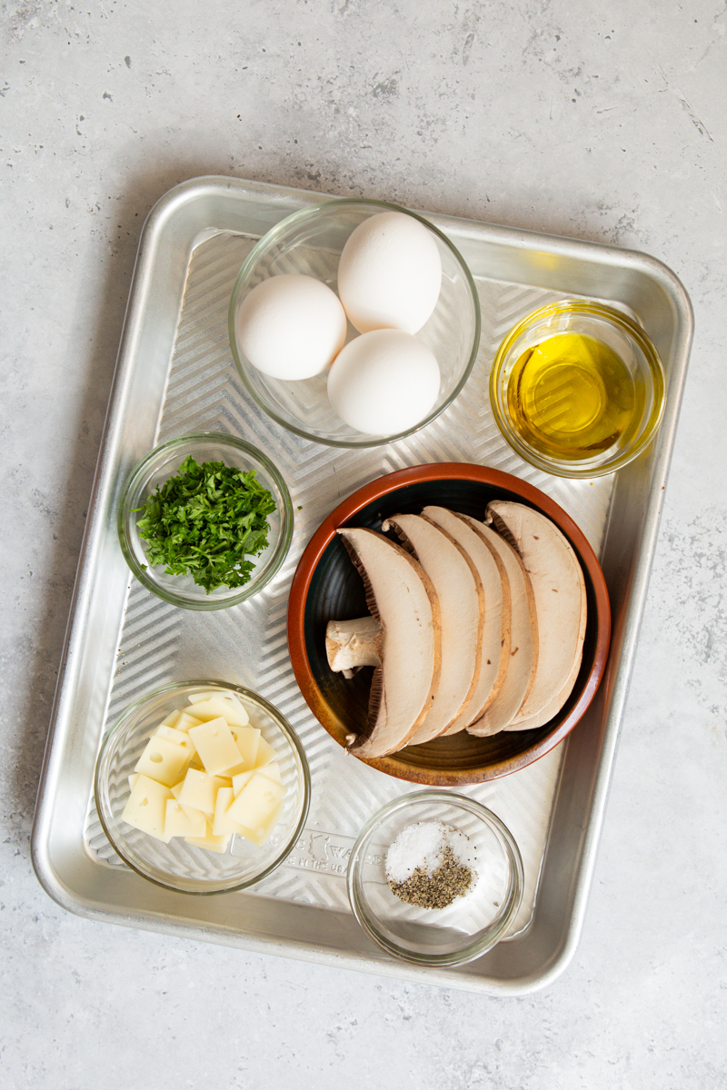 ingredients to make portobello mushroom omelette