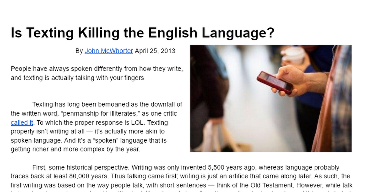 is texting killing the english language essay