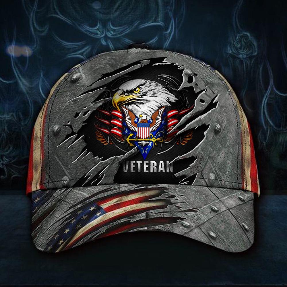 Navy Veteran Hat 3D Patriotic Eagle American Flag Cap Us Navy Veteran Hat Gift