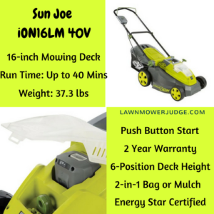 sun joe ion16lm 40v cordless lawn mower review