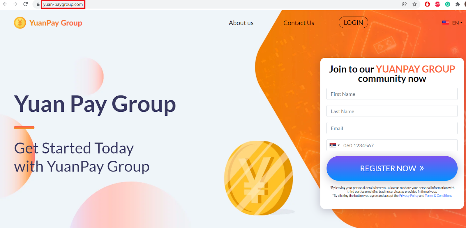 YuanPay Group website layout