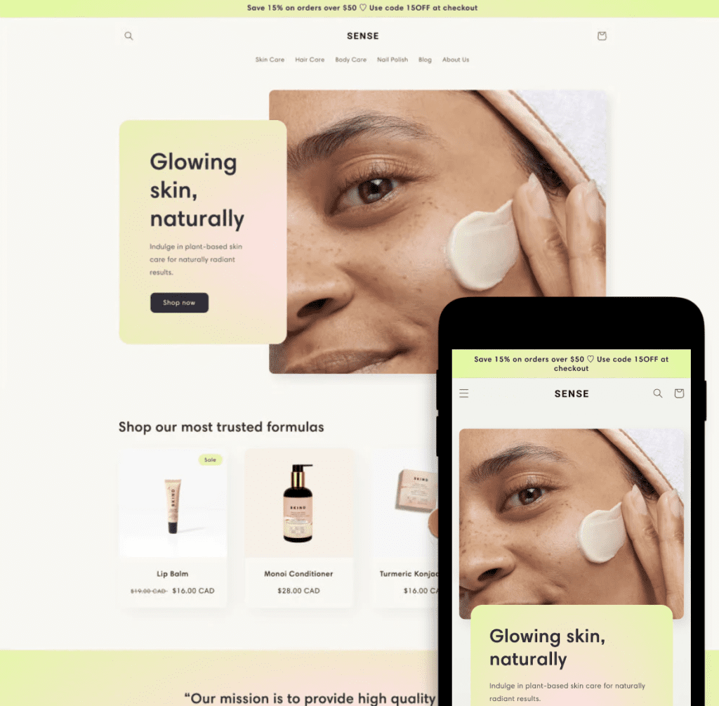 sense shopify theme for health and beauty