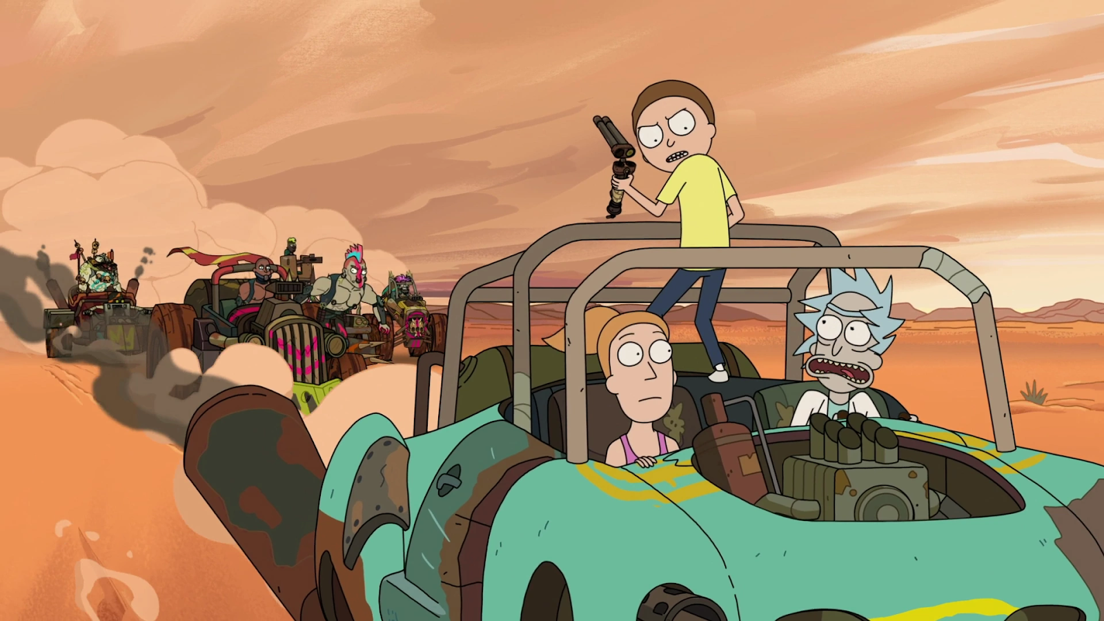 Bearclaw Mohawk Mad Max makes appearance in Rickmancing the Stone Rick and Morty 