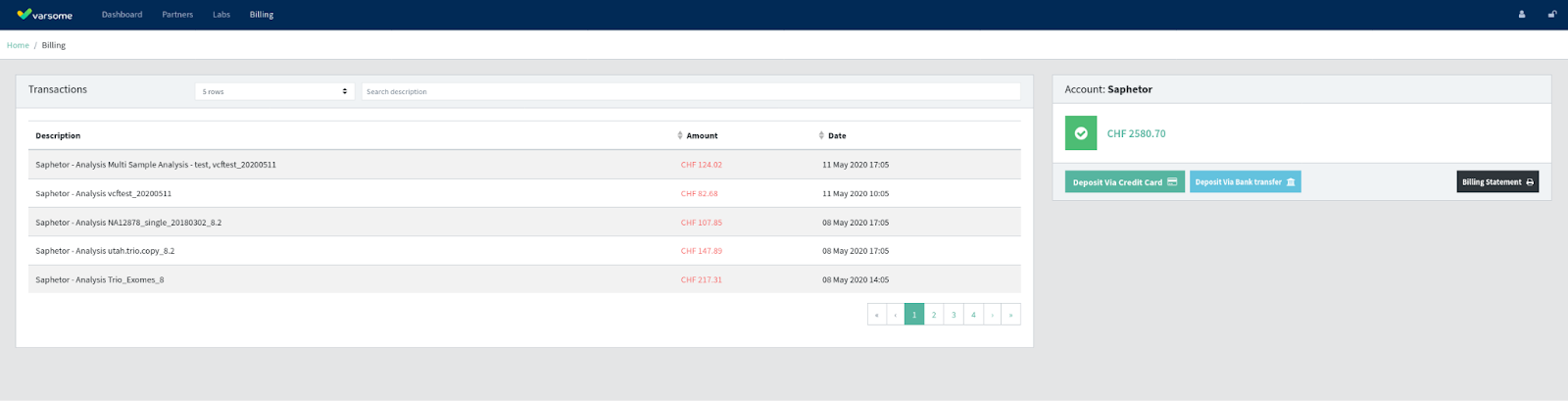 VarSome billing management