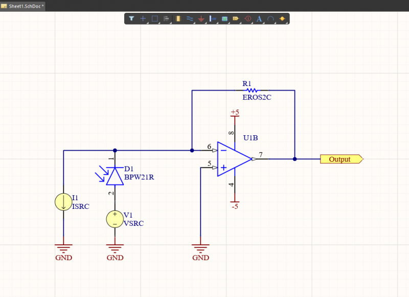 Photodiode circuit simulation model