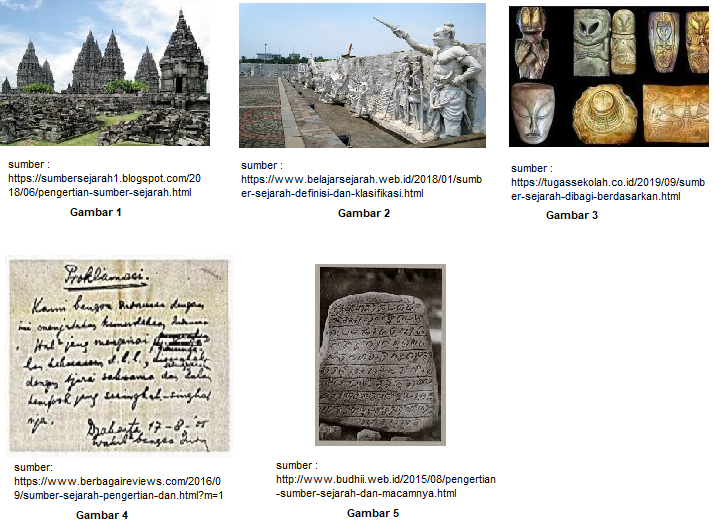 Gambar tersebut adalah beberapa contoh sumber sejarah. Manakah yang merupakan sumber sejarah tertulis ?