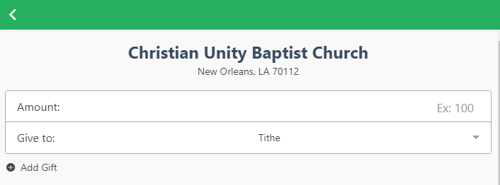 You will be directed to this ☝🏽 Christian Unity Baptist Church Tithely page to complete your donation.