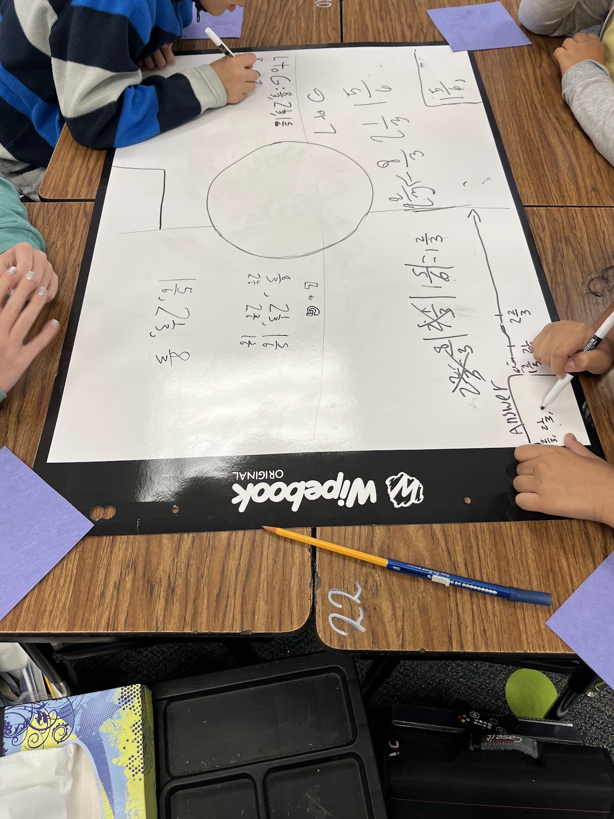 Students work on a Flipchart while seated around a table
