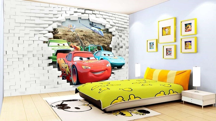 Tranh tường 3D cho phòng ngủ theo chủ đề hoạt hình