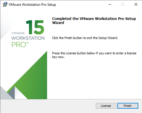 Bước 6: Nếu bạn muốn nhập Key Vmware Workstation 15 thì hãy chọn License, nếu không nhập Key thì nhấn Finish.