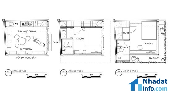 Bản thiết kế nhà 3 tầng 18m2