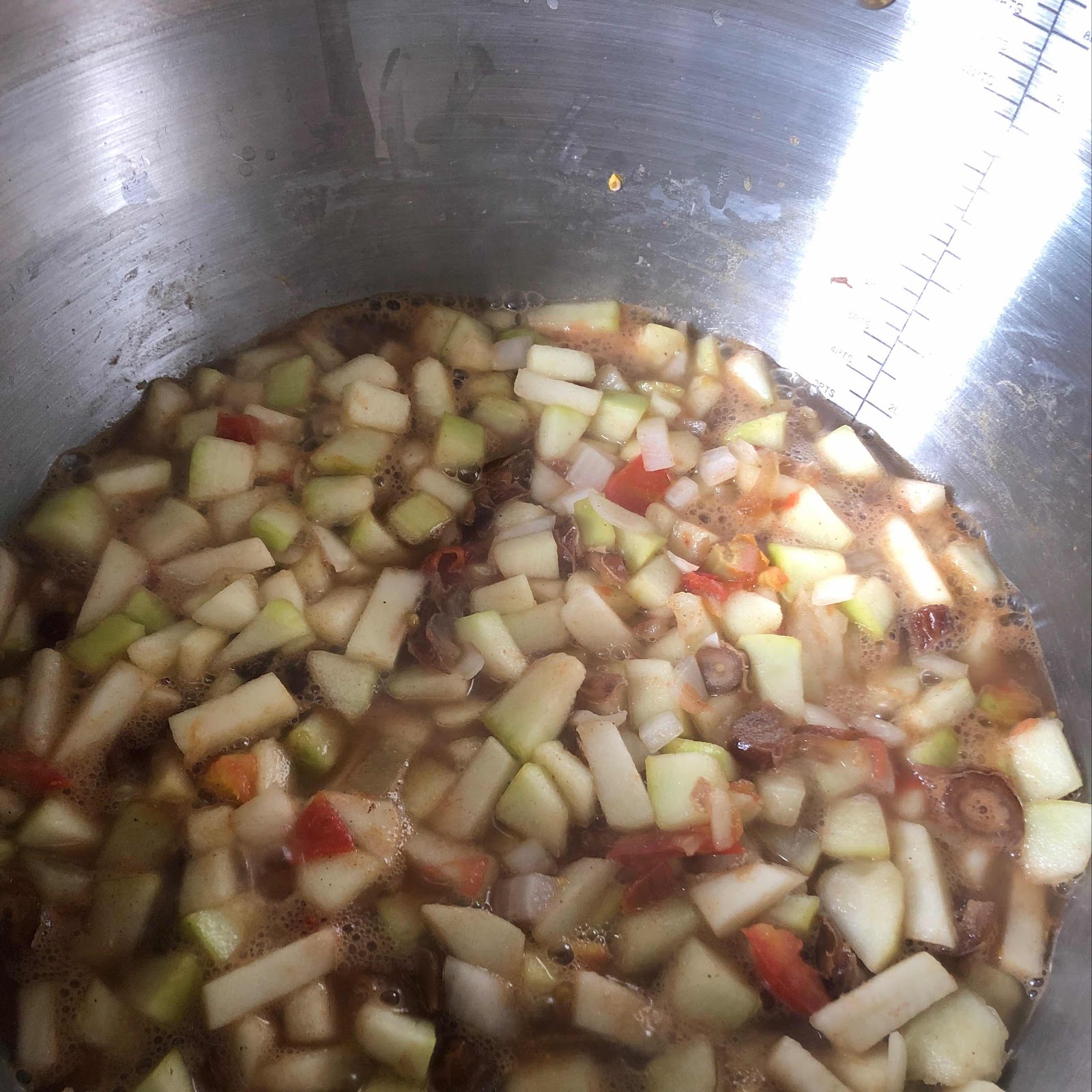 ingredients bubbling in pan