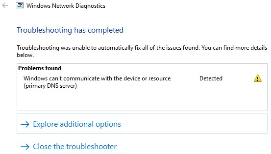 Windows Network Diagnostics