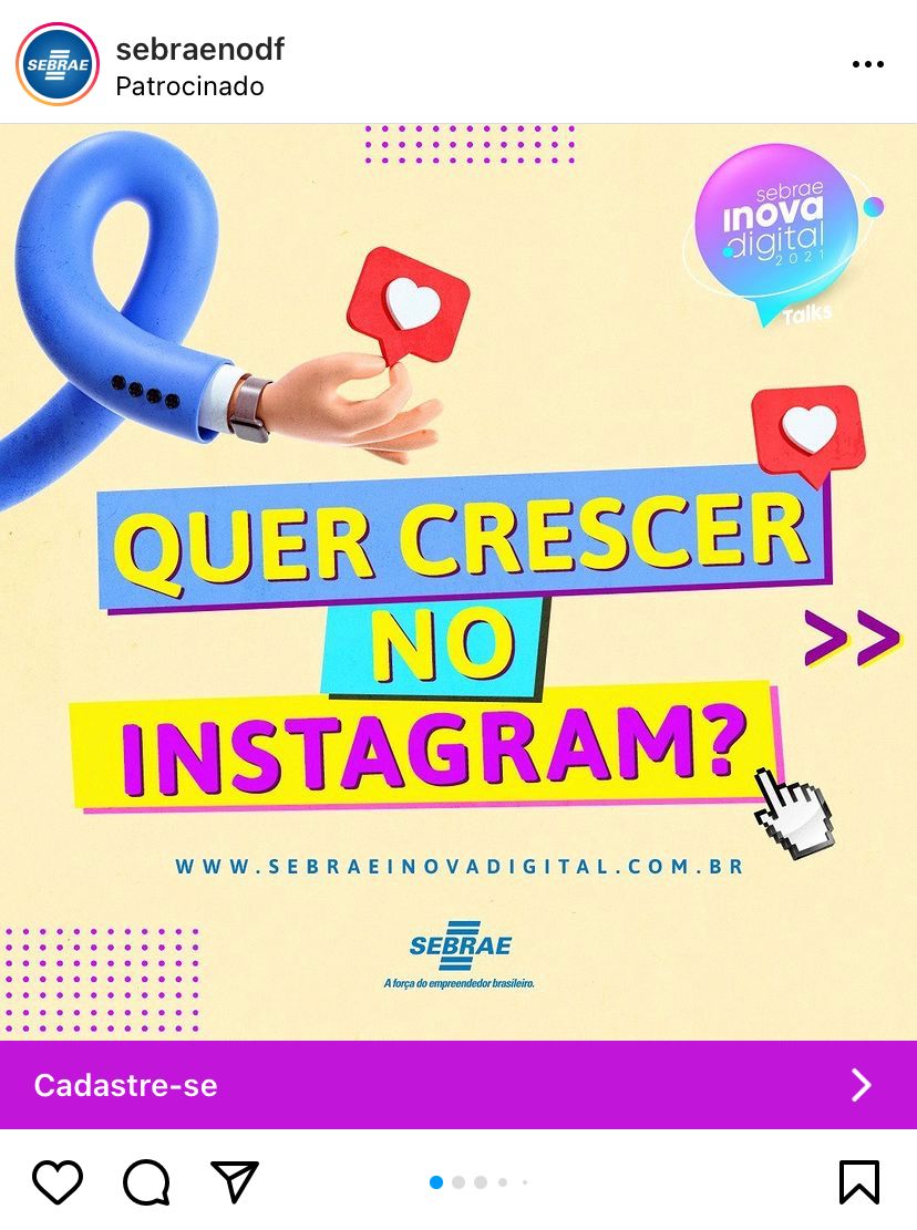 anúncio do sebrae no instagram