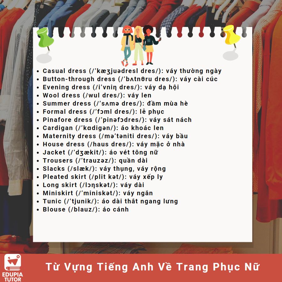 Từ Vựng Tiếng Anh Về Trang Phục Nữ