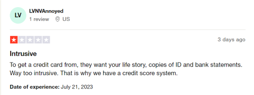 Negative Upgrade bank review from a customer who found it difficult to get a credit card with the digital banking service. 