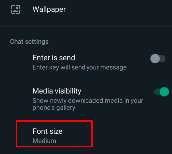 font size settings