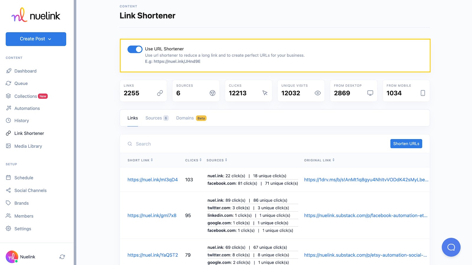 Nuelink URL Shortener 