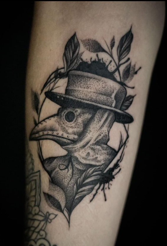 Tattoo Of Plague Doctor With Nature 