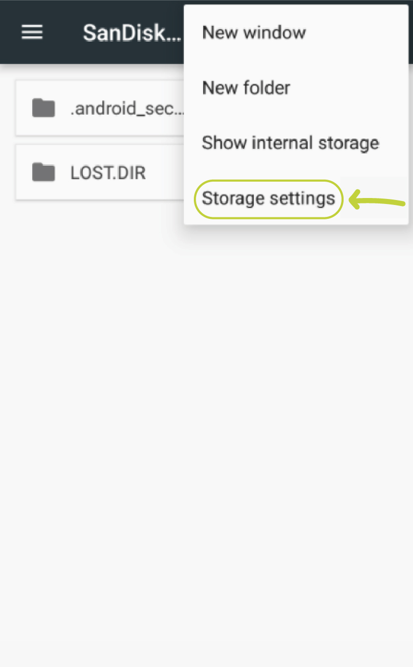 Tap on the Storage settings